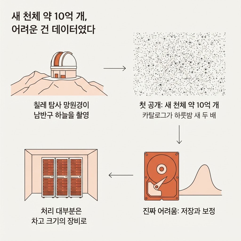 시각적 요약: 칠레 망원경 기사의 도해